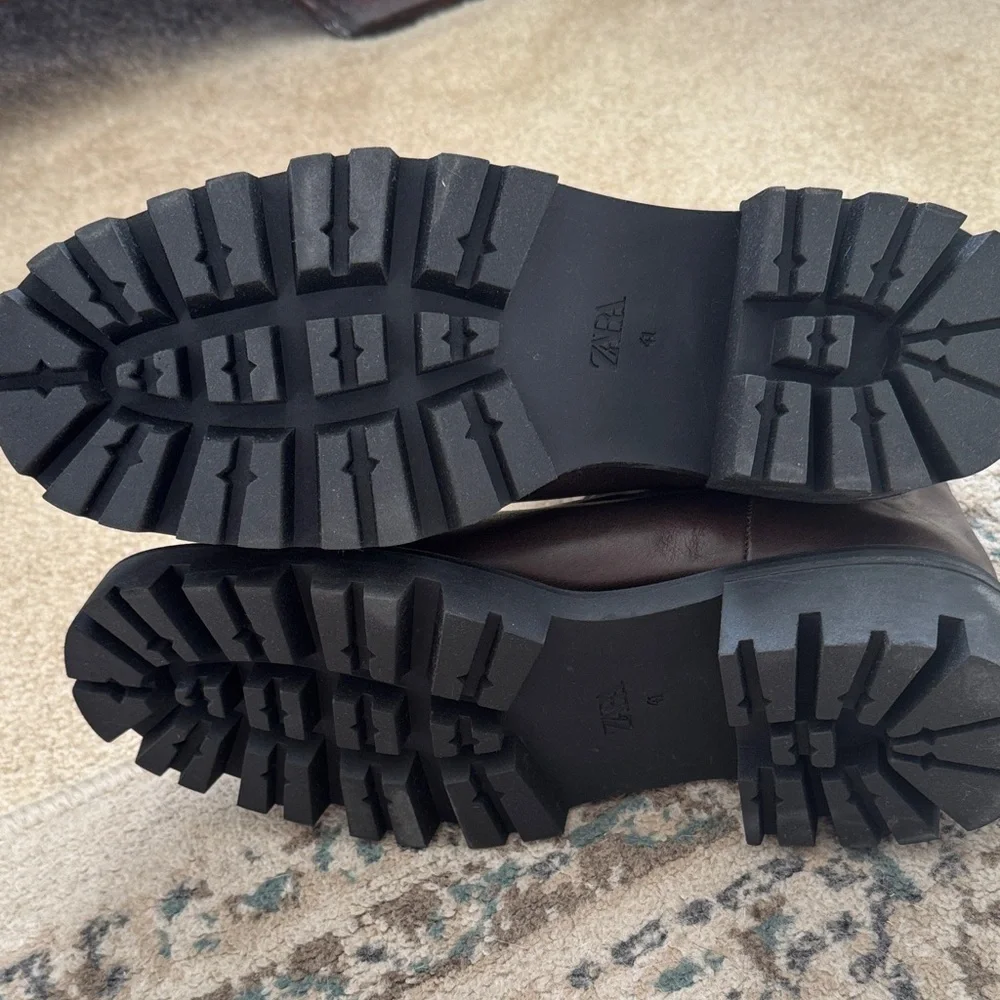 Zara Dark Brown Combat Boots - Picture 4 of 5